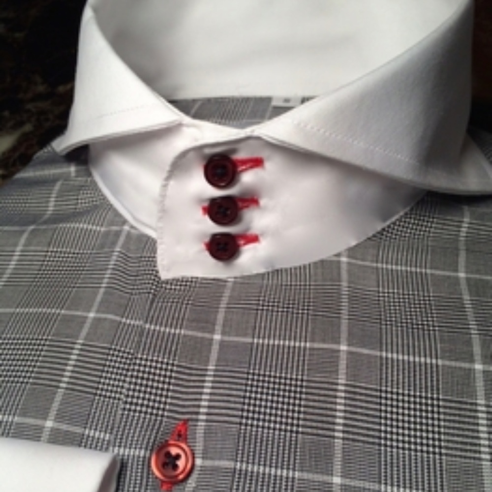 MorCouture Glen Plaid Cutaway High Collar Shirt
